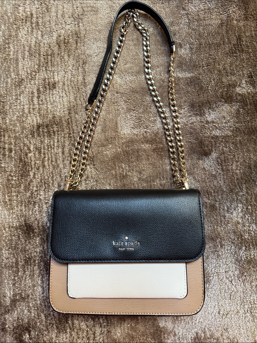 kate spade Black, Beige & Cream Colorblock Chain Crossbody